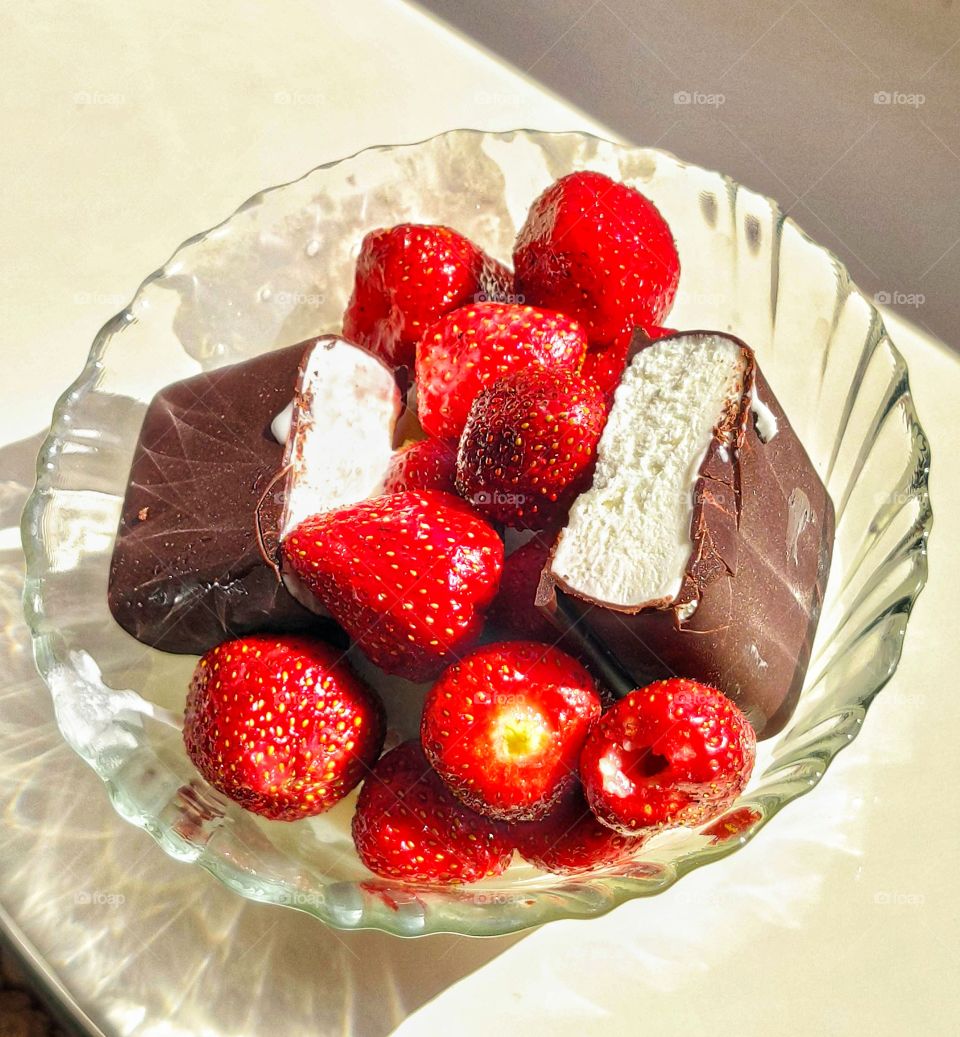 Strawberries and Ice cream