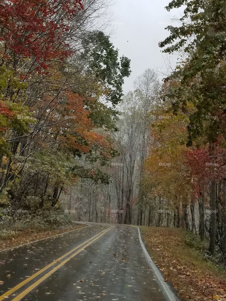 Snowing on the mountain