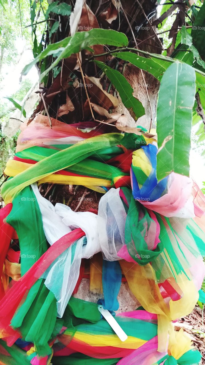 Tailored with colorful trees and Thai people.