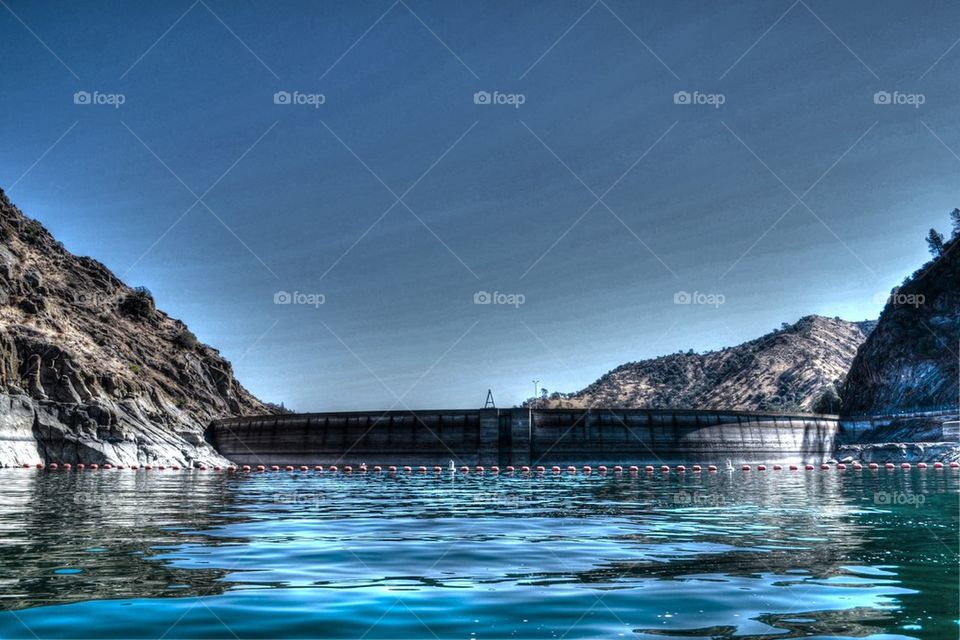 Blue sky reflected on lake