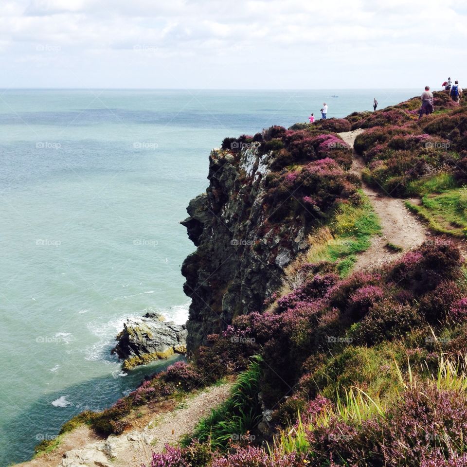 Howth head in Dublin. Tourists enjoying the views from howth head in Dublin