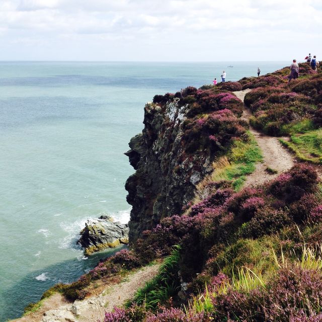 Howth head in Dublin. Tourists enjoying the views from howth head in Dublin