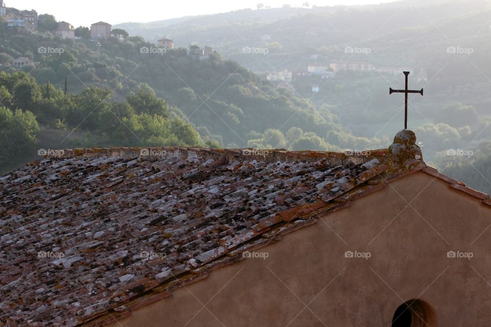 View of church in Tuscany, Italy