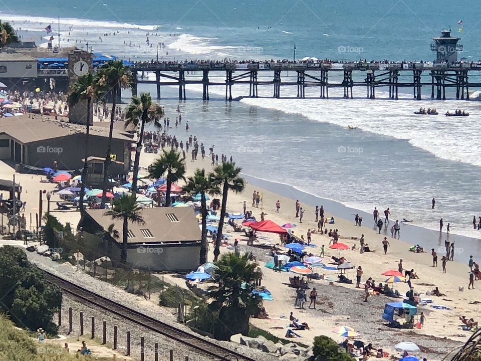 Foap Mission Its Summertime! Beach Scene With Umbrellas, Pier and People,☀️