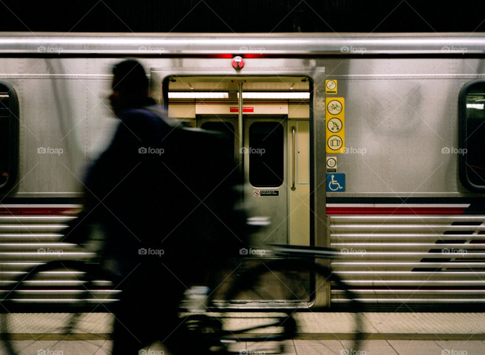 Commuter Cyclist on Los Angeles Metro