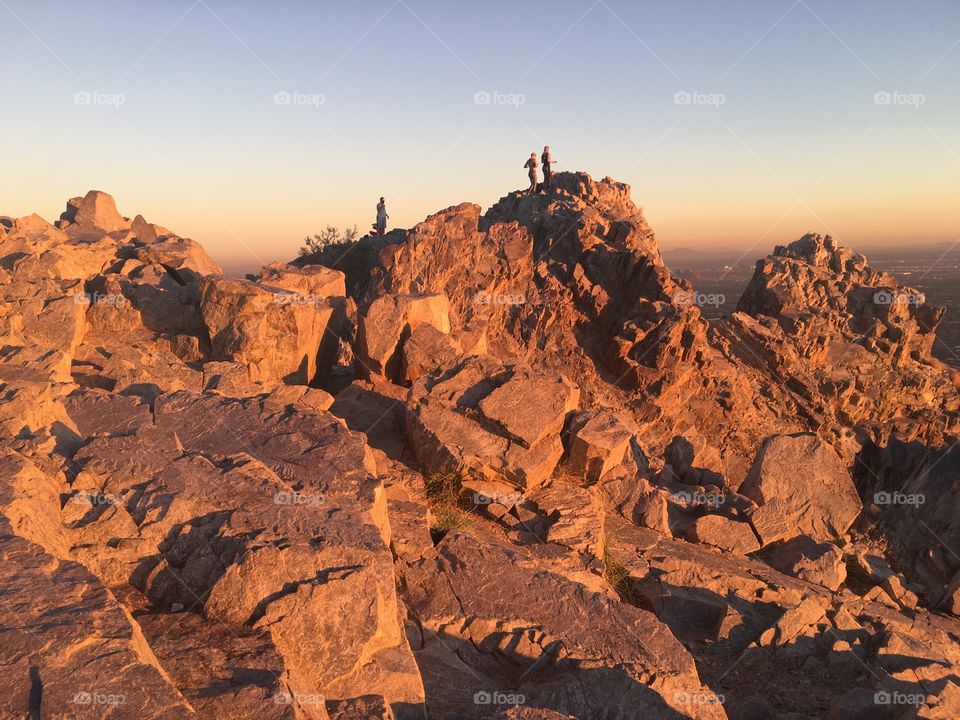 Hikers on Piestwa peak in Phoenix, AZ