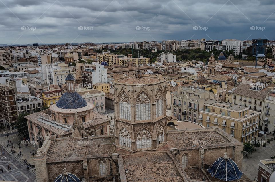 Valencia skyline with cathedral of Santa María