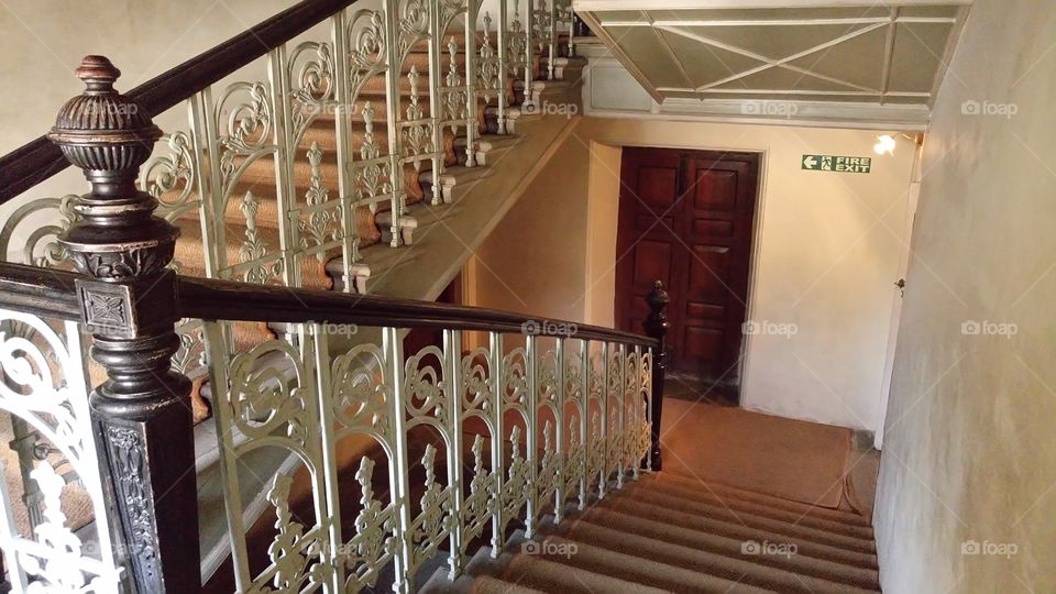 vintage stairway in chawmohalla palace in hyderabad India