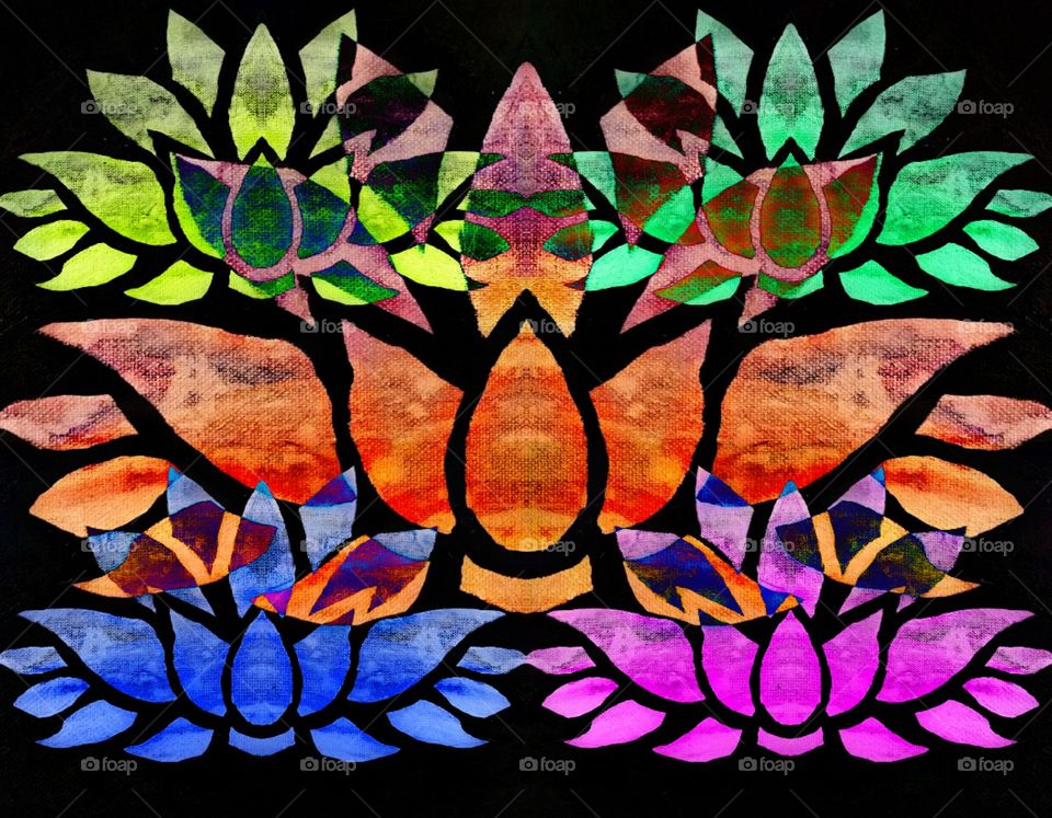 Lotus painting in vivid color
