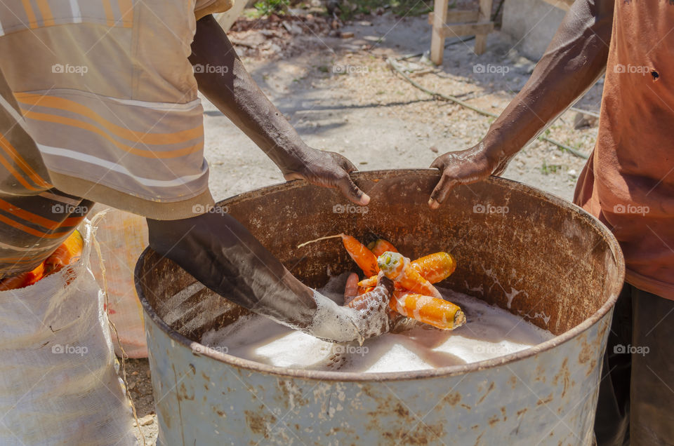 Washing Carrots In Soap Water