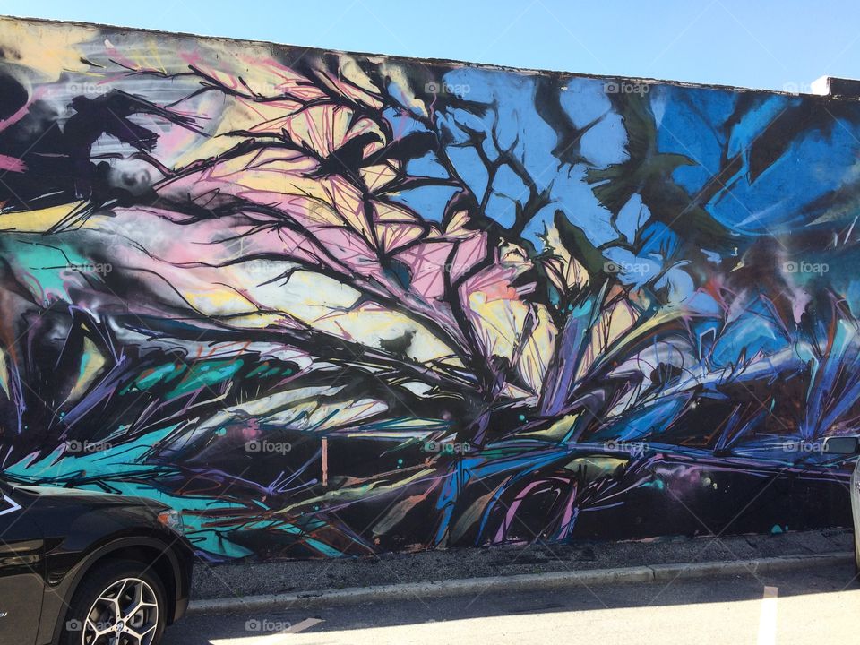 Ravens and Tree mural 