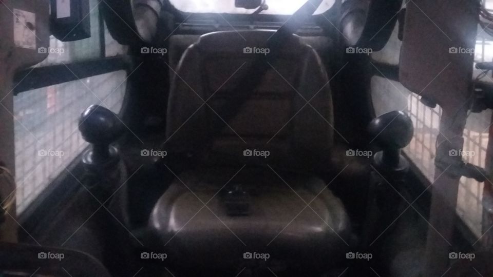 The inside of the excavator CASE