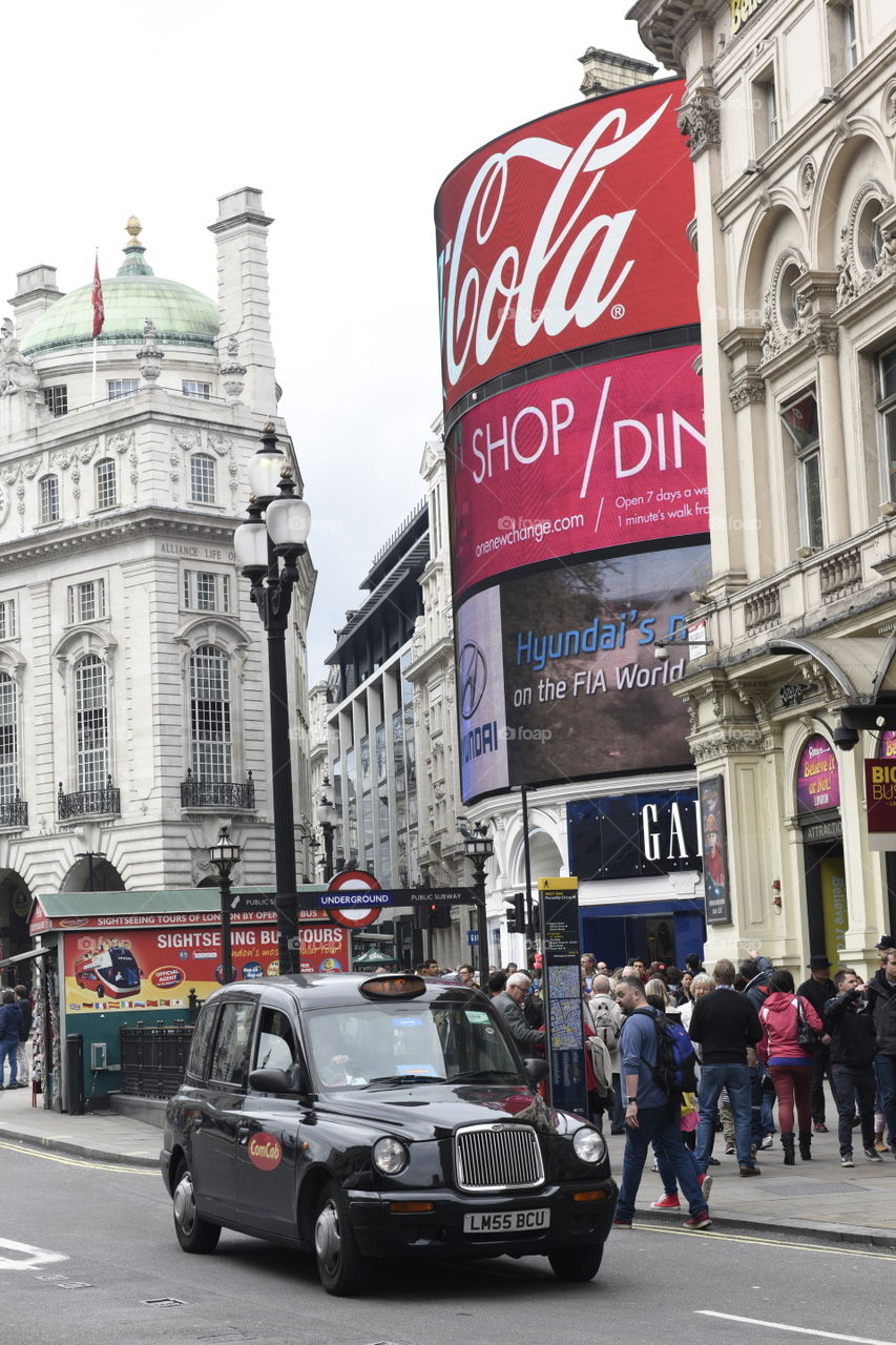 Piccadilly circus in London.