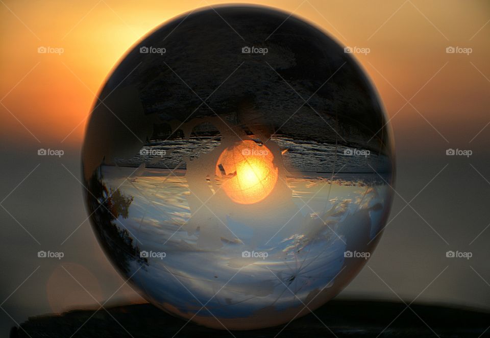 Crystal ball photography during sunset