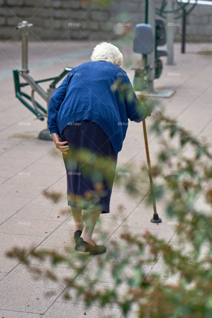 Elderly woman walking 