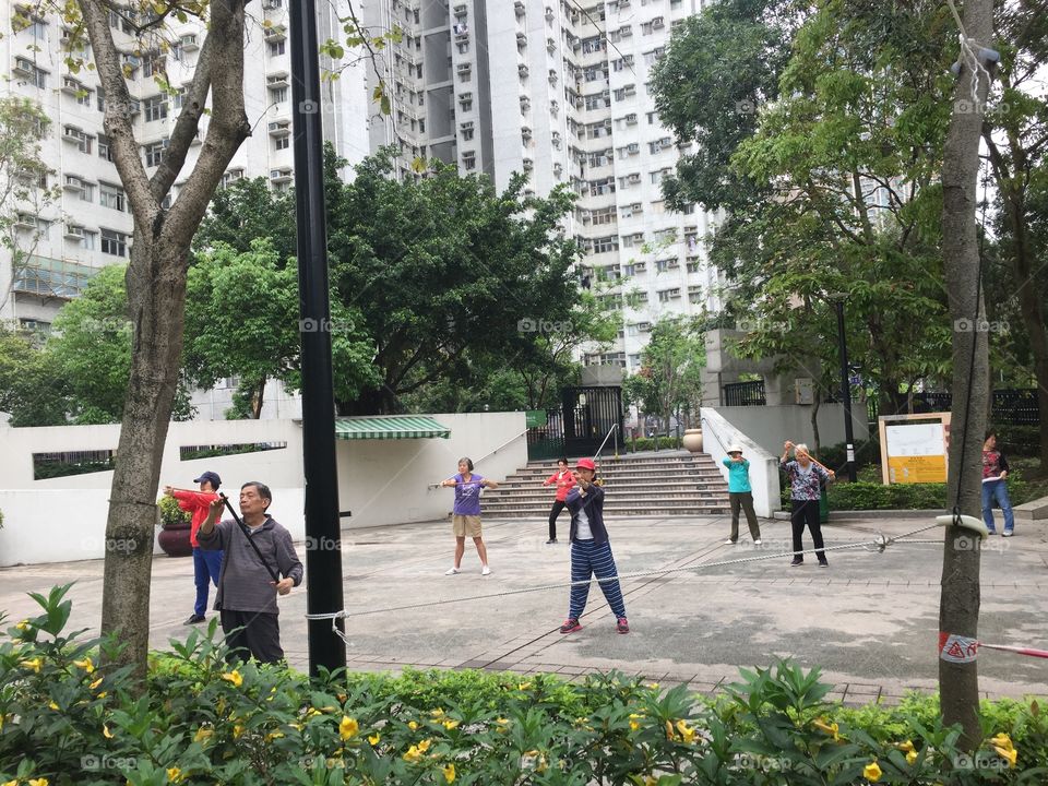 Hong Kong, Mongkok- Cherry Street Park Yoga and Tai Chi