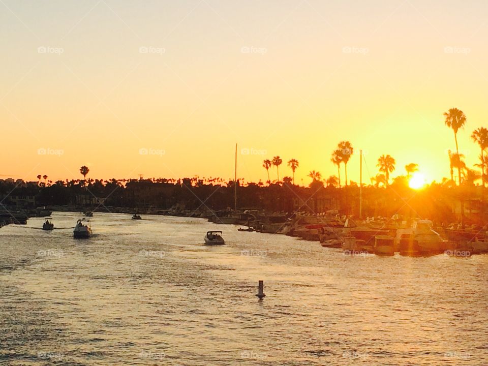 sunset onto boats 