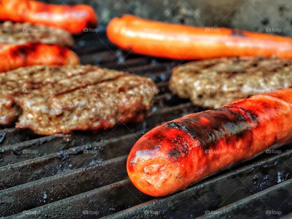 Burgers and Dogs on the Grill