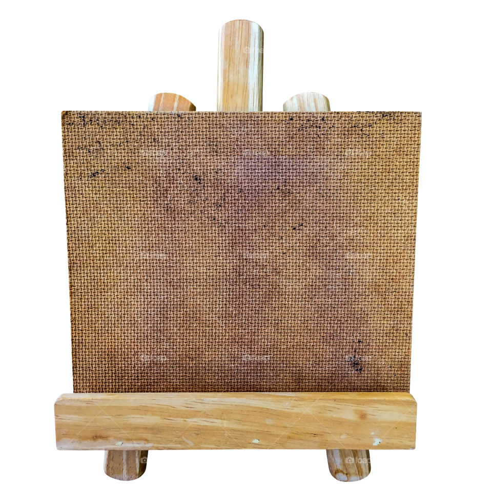 Drawing board on wood easel isolated on white background with clipping path.