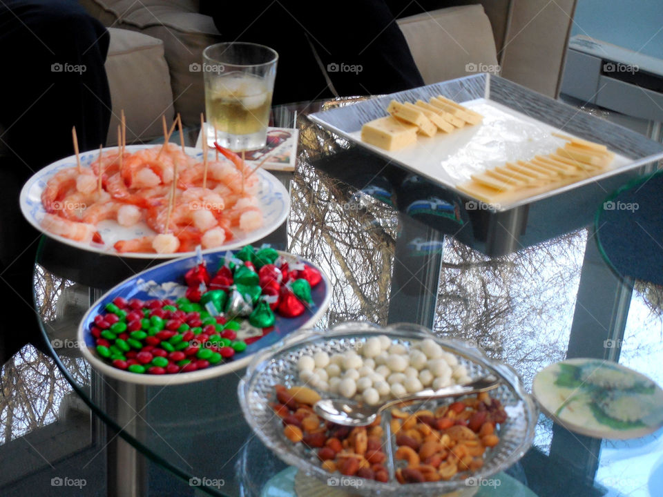 Candy on table . M&ms 