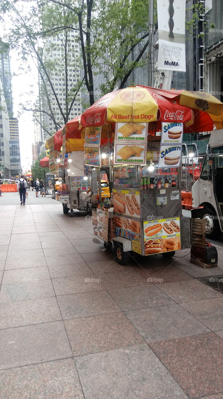 Street vendors selling yumminess, near the Museum of Modern Art in NYC! I am so hungry now!