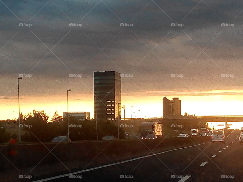 City, Sunset, Building, Light, Architecture