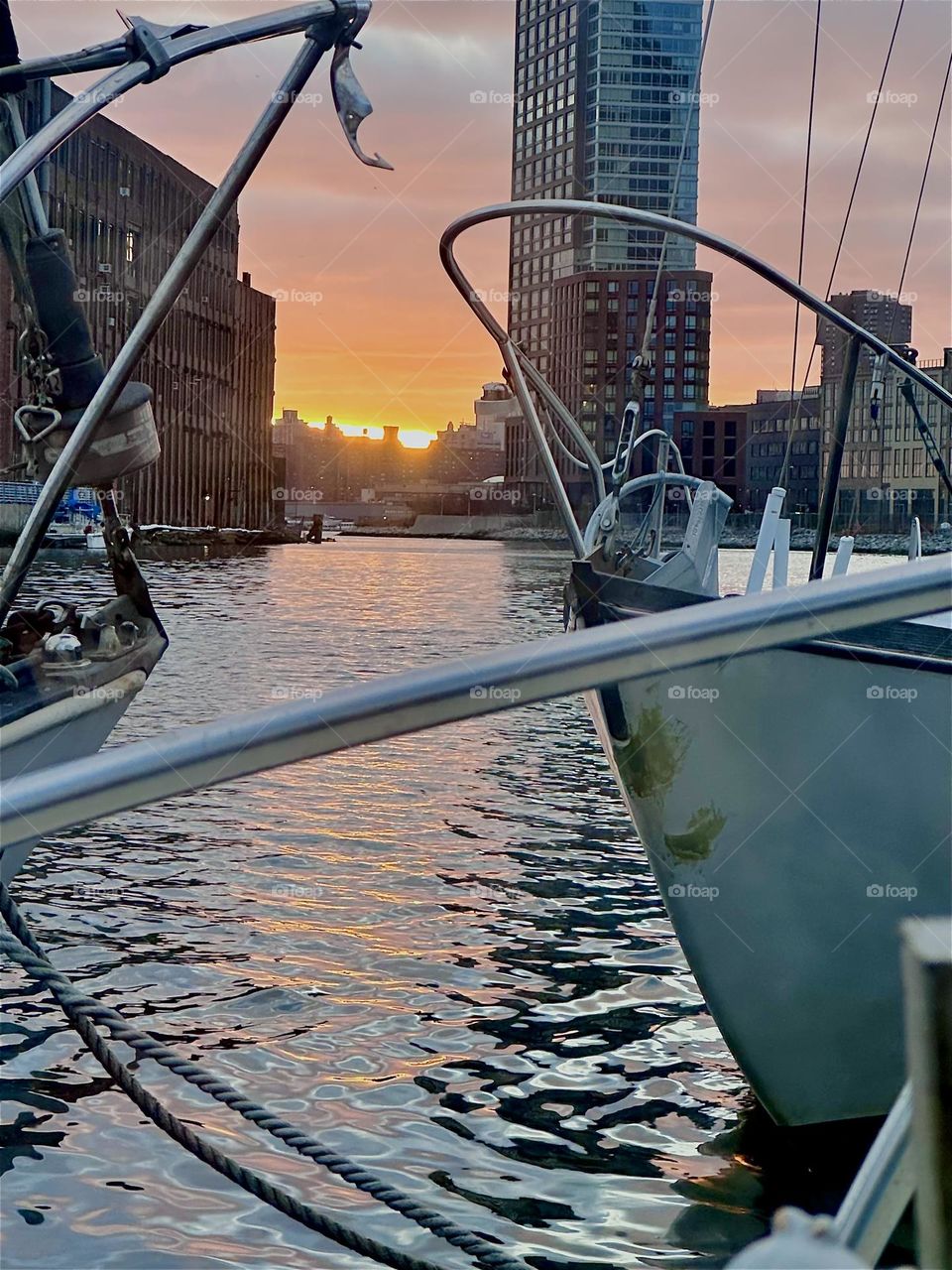 This is beautiful “Newtown Creek” by the “Pulaski Bridge” in LIC, Queens seen from aboard “Salvation”, the “28 foot 1969 Luhrs” cabin cruiser that I and my longtime partner “Timothy Trespas” call home. 2024. Hypnotic Productions