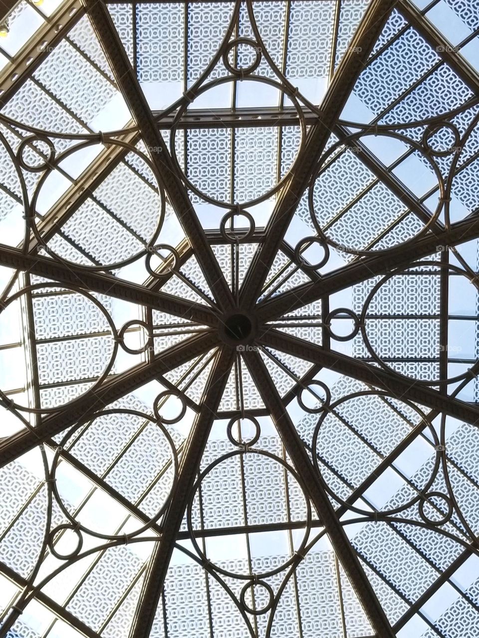 Metal grate on an artsy skylight