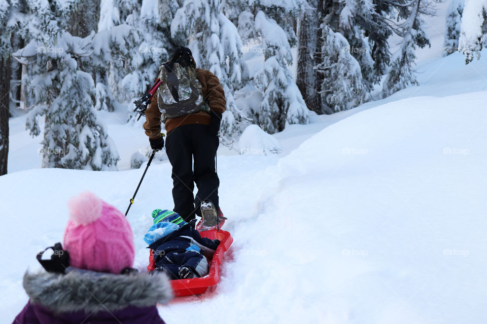 Hiking in winter at Mount Rainier