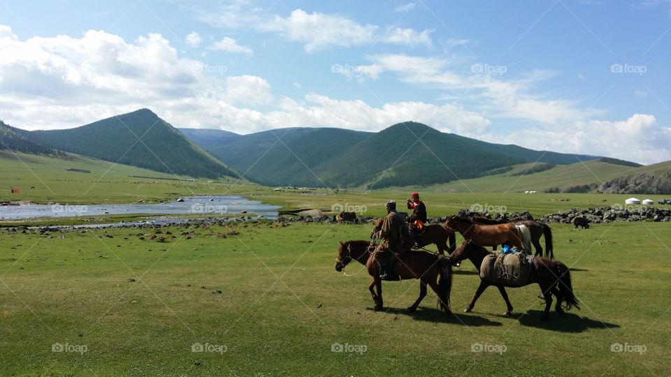 Mongolian Riders on the Steppe