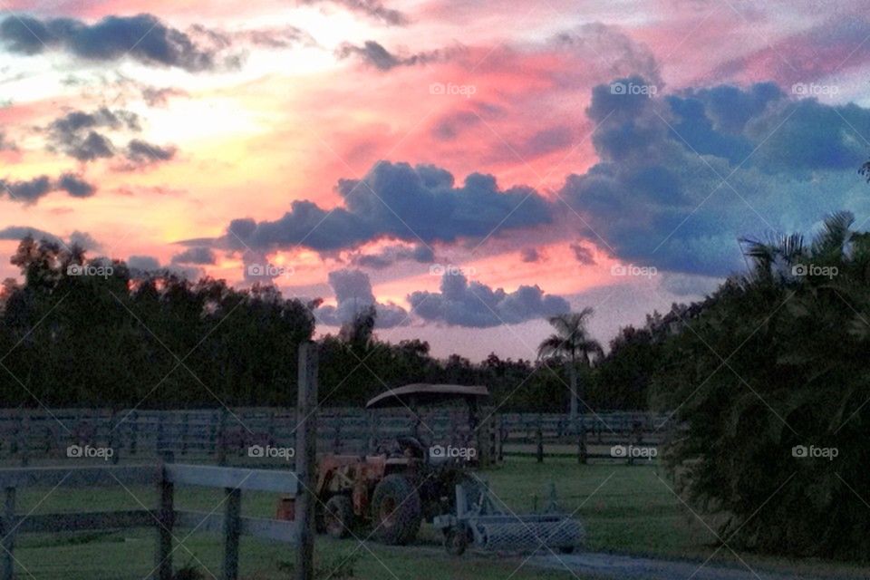 Farm and Sunset Clouds