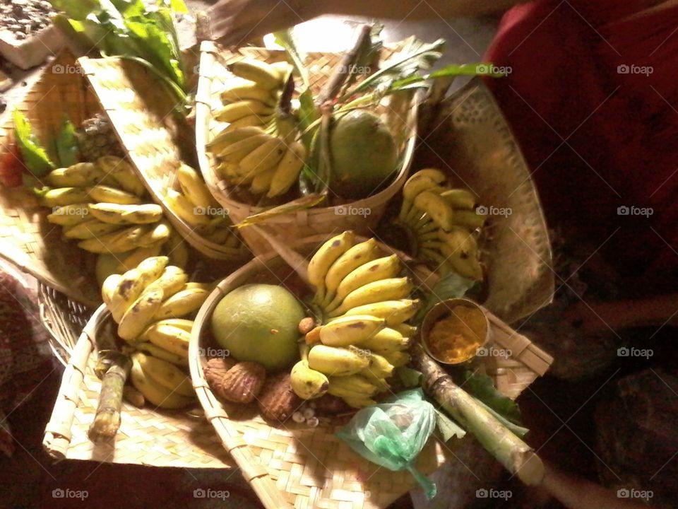 Religious Fruit Basket . This basket is used to carry fruits and sweets for God Sun here in INDIA... a famous festival named Chhat Puja. 