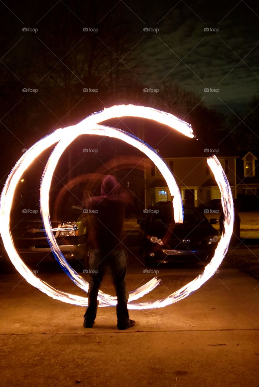 Fire spinning circles