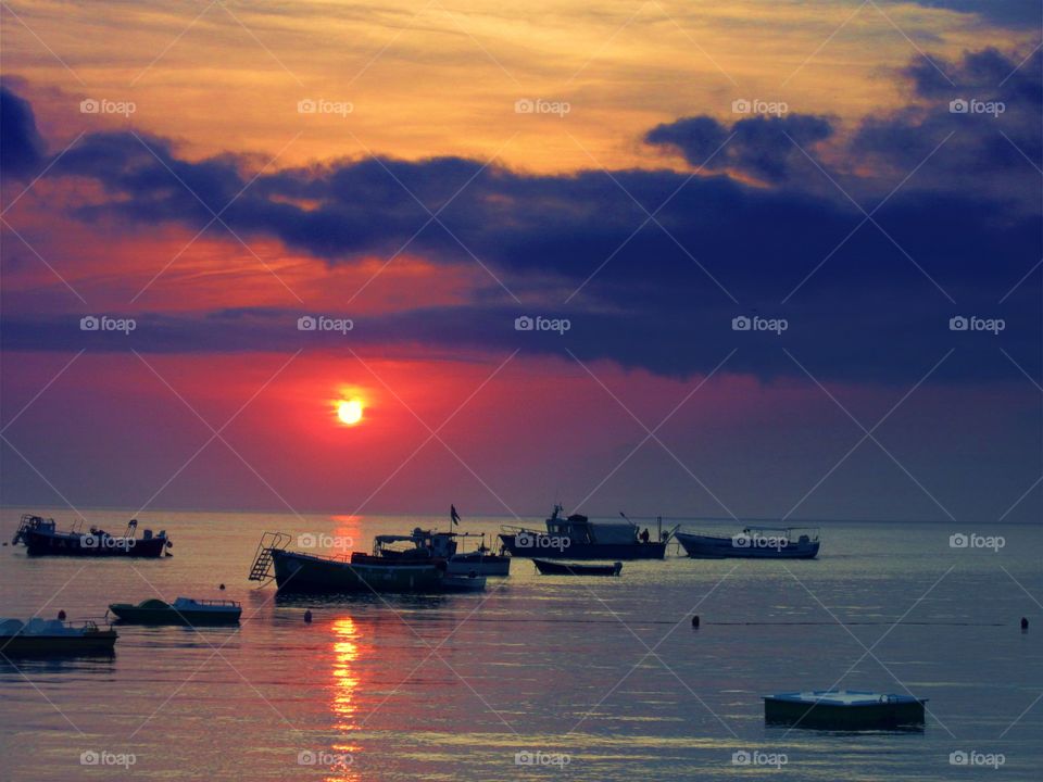 Sunset over Praia ( Italy ).