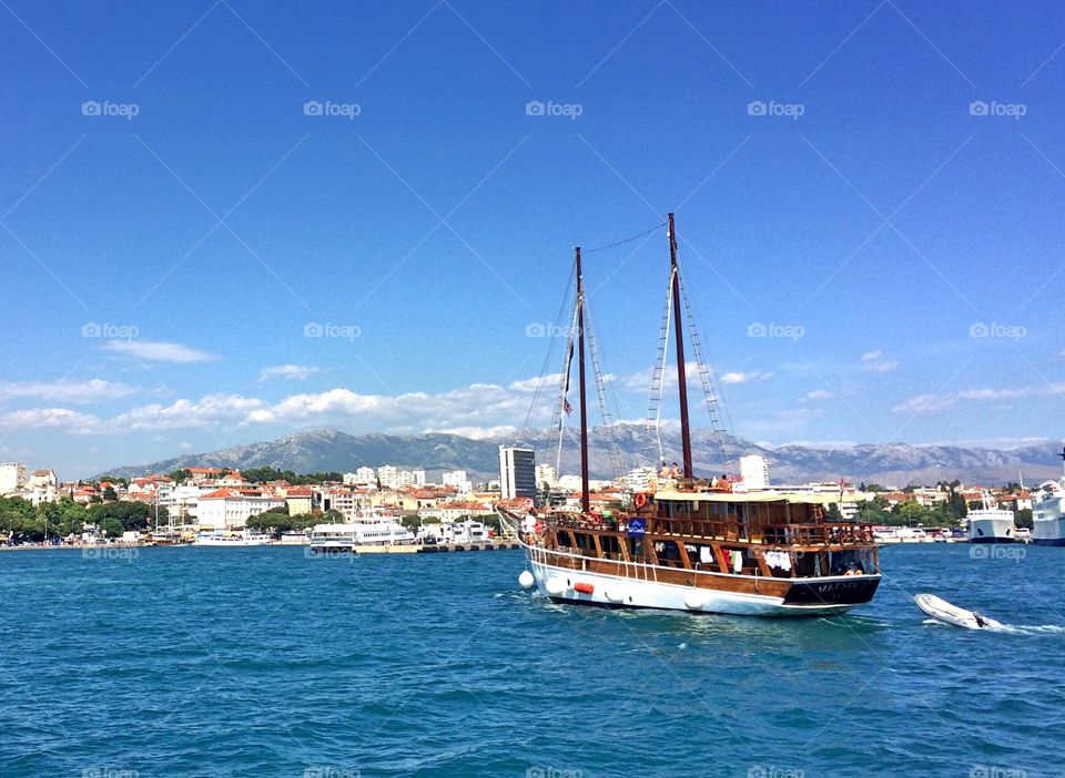 Setting sail to Split, Croatia. Sail boat heading towards Split, Croatia 