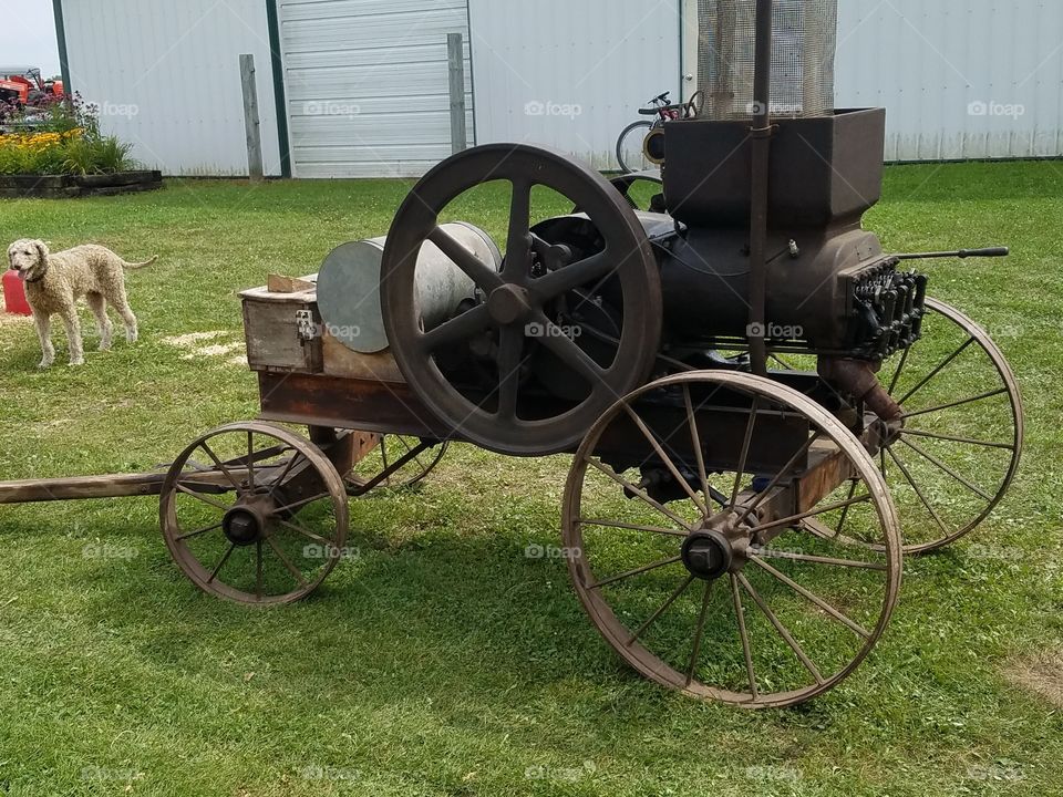 Small old steam tractor.