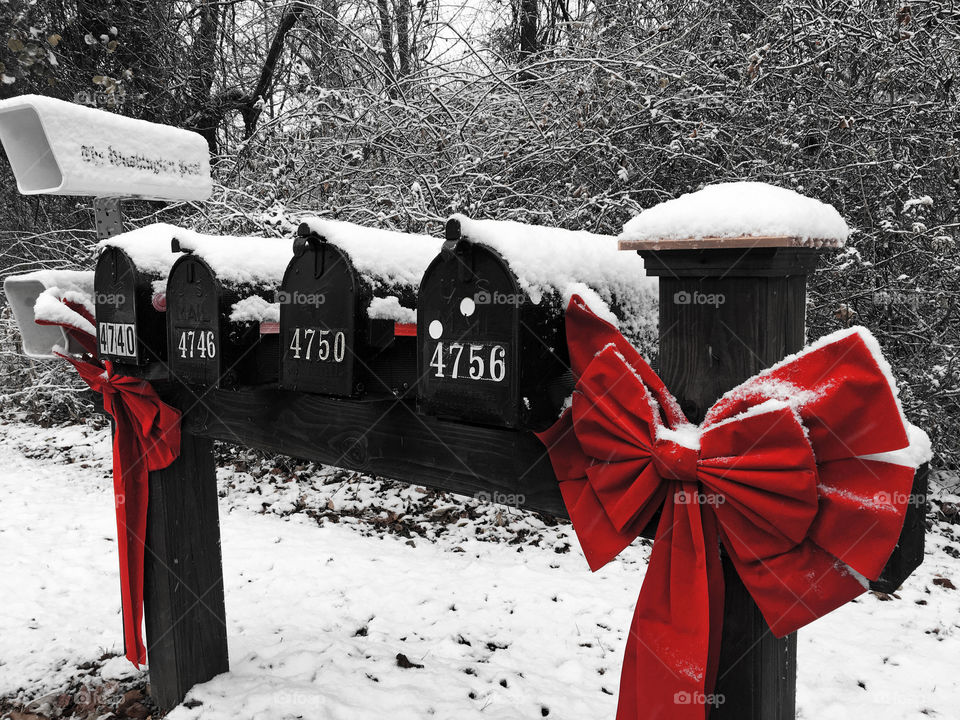 Mail boxes in the snow