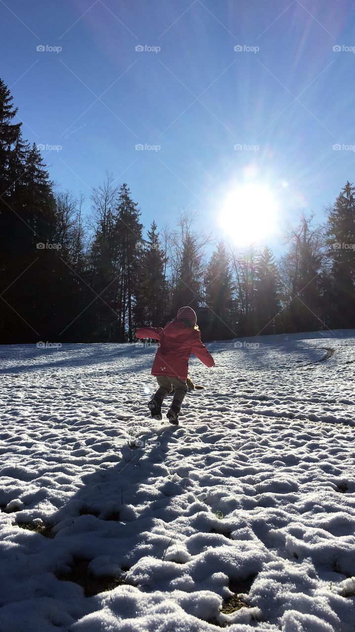 Happy kid in snow