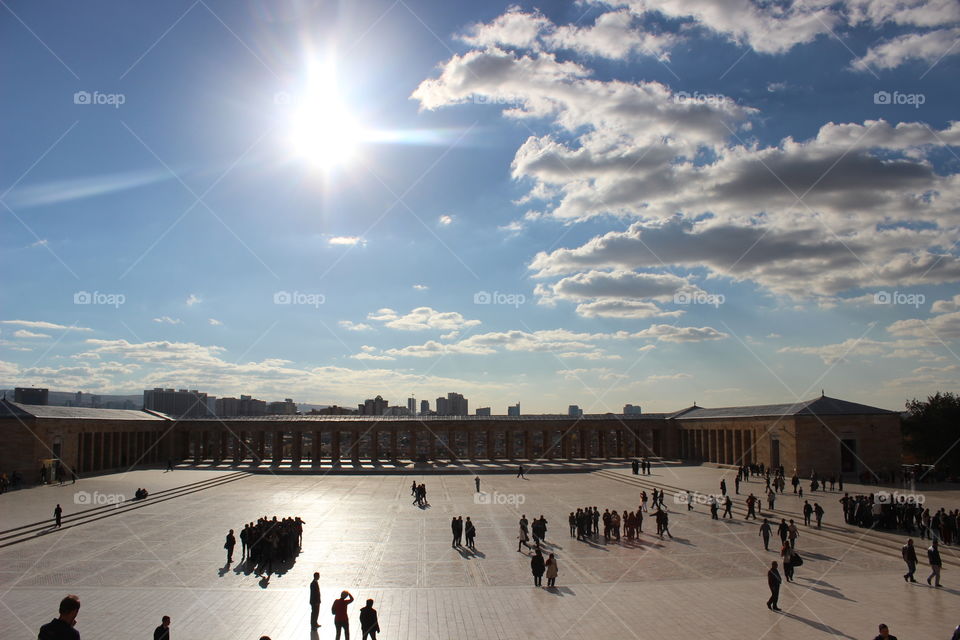 Anitkabir in Ankara, Turkey. The mausoleum is often visited and gathered by people of Turkey to pay respect to the great leader.
