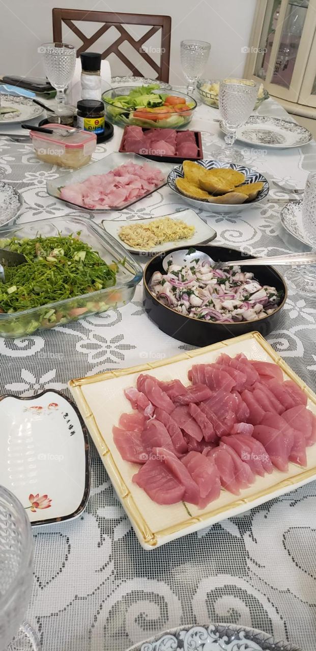 Sashimi e Ceviche brasileiro. 