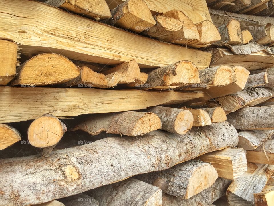 Stacked wooden logs