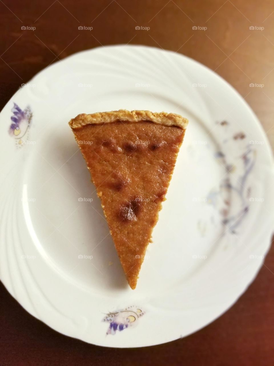 A slice of pumpkin pie