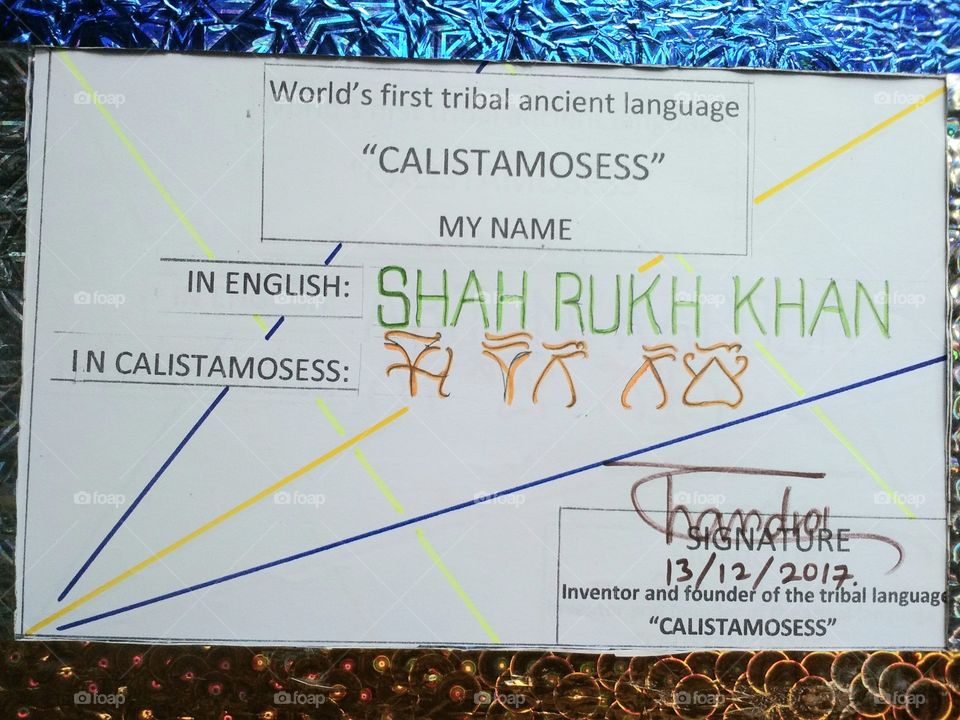 the great name SHARUKHKHAN is written in CALISTAMOSESS.