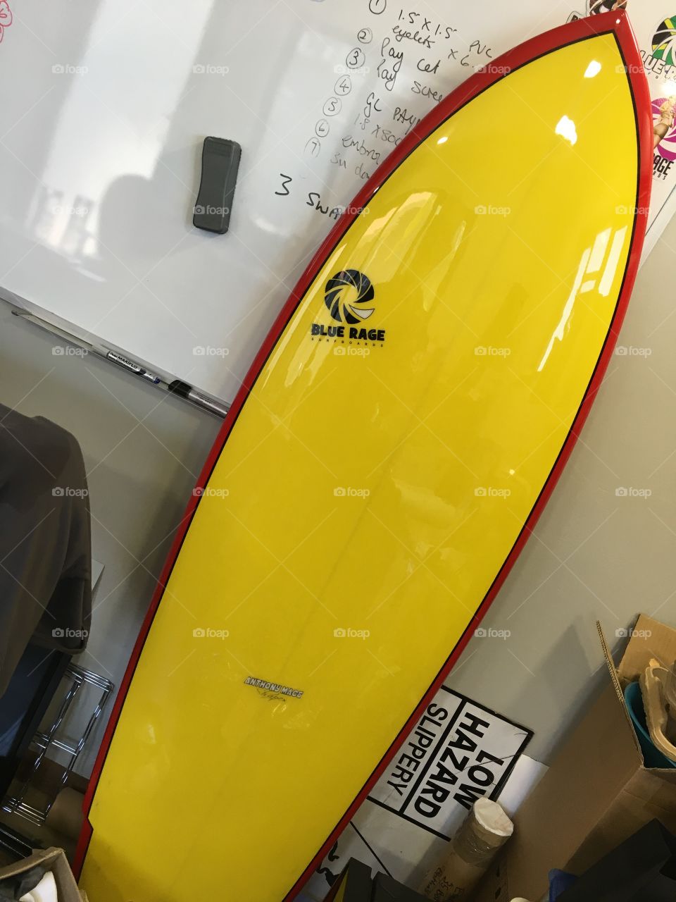 Yellow Fish, Bluerage Surfboards, retro style, yellow, red, old school, resin colour