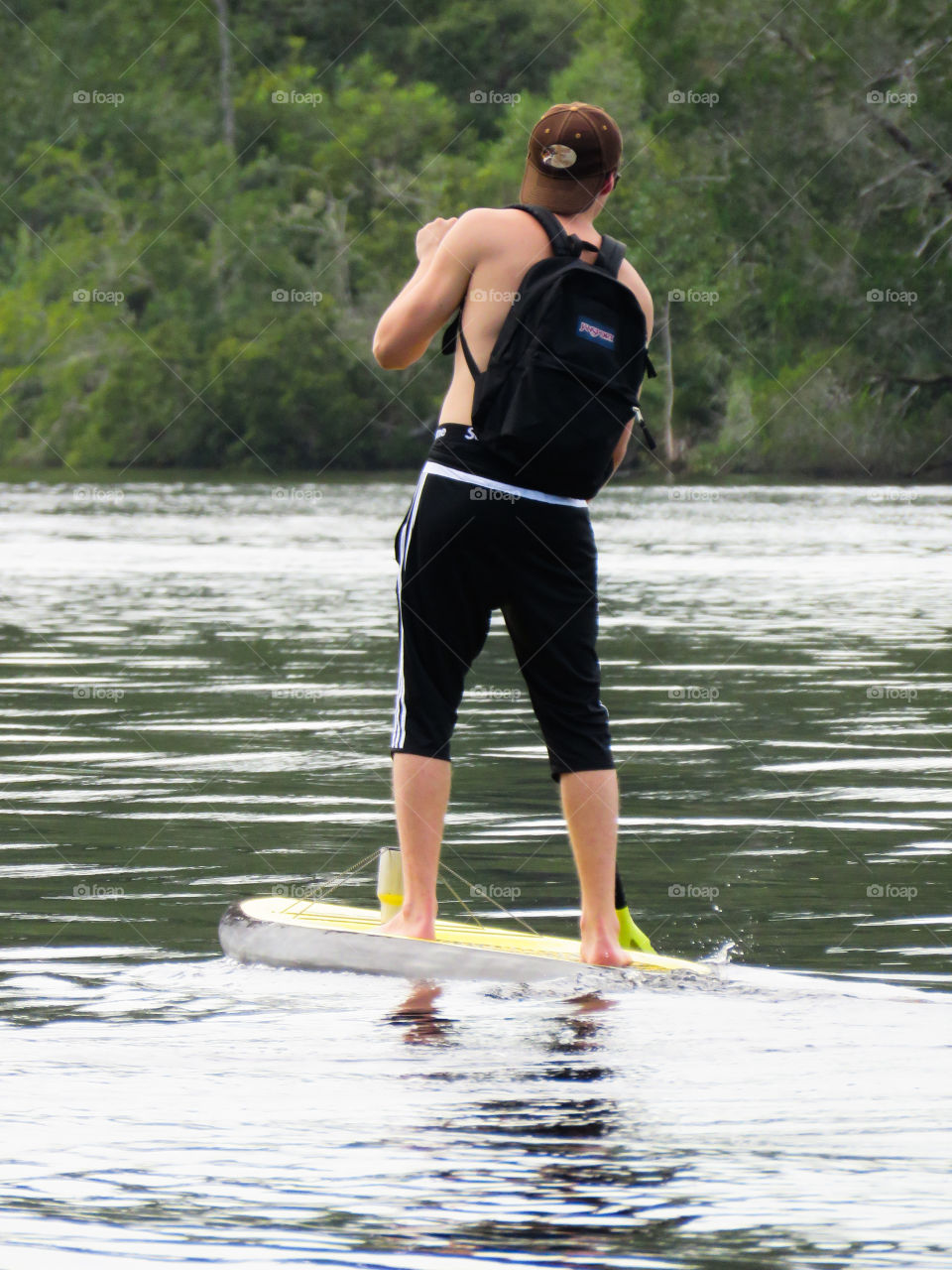Paddling up the river