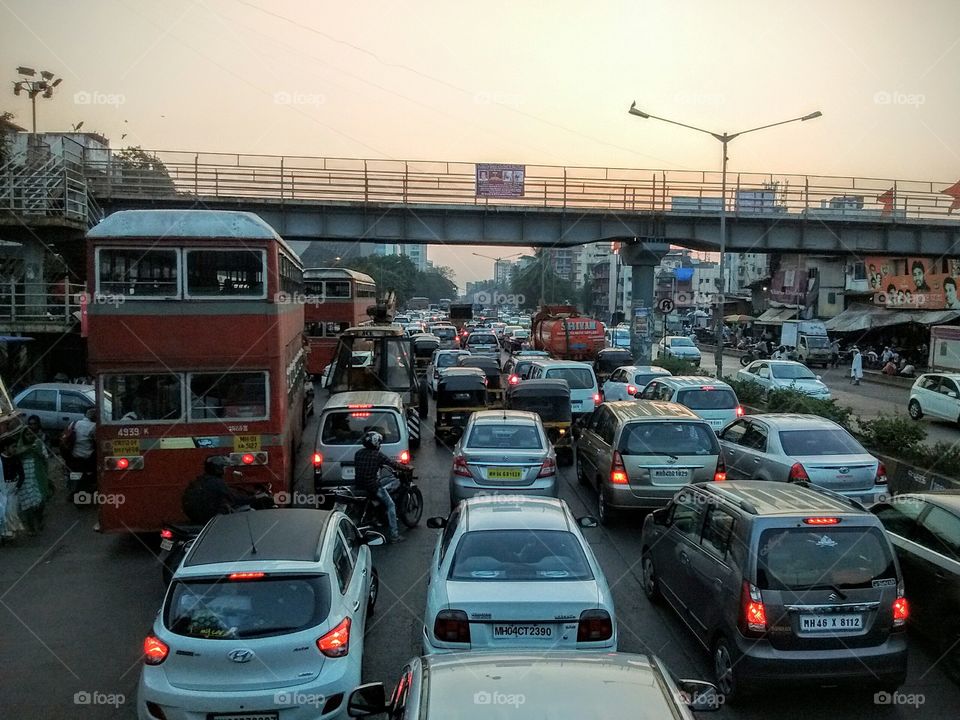 Daily home work commute filled with traffic