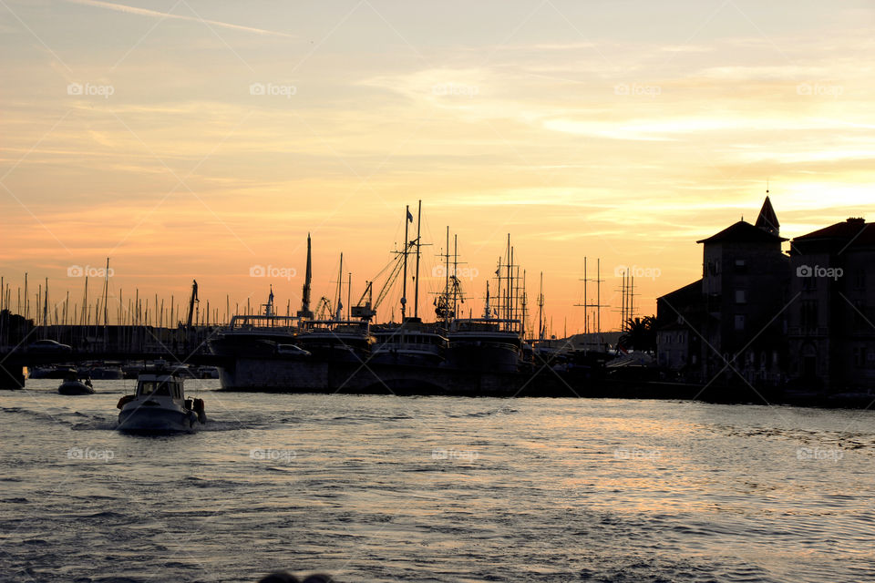 Silhouettes of harbour