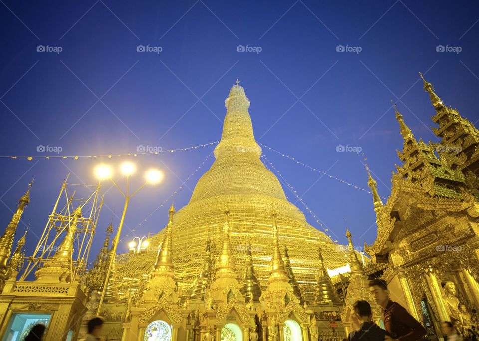 Yangon/Myanmar-Night shot of Shwedagon pagoda is the most famous and beautiful of Myanmar,The tourists from everywhere fall in love it at the first sight.