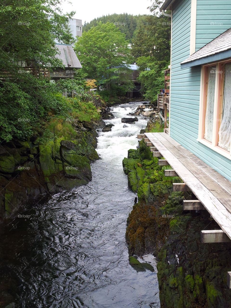 Ketchikan is named after Ketchikan Creek, which flows through the town, emptying into the Tongass Narrows a short distance southeast of its downtown. 
Ketchikan - Alaska