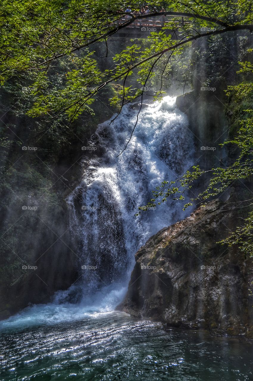 Waterfall Šum - River Radovna - Blejski vintgar (Vintgar Gorge) Slovenia